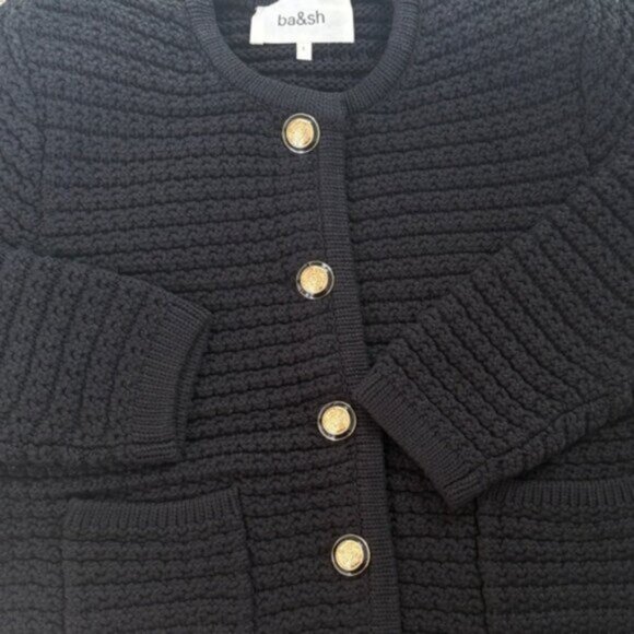 NEW Ba&sh Bash Gaspard Tweed Cardigan Jacket in Black | size 1 / S - Picture 11 of 13